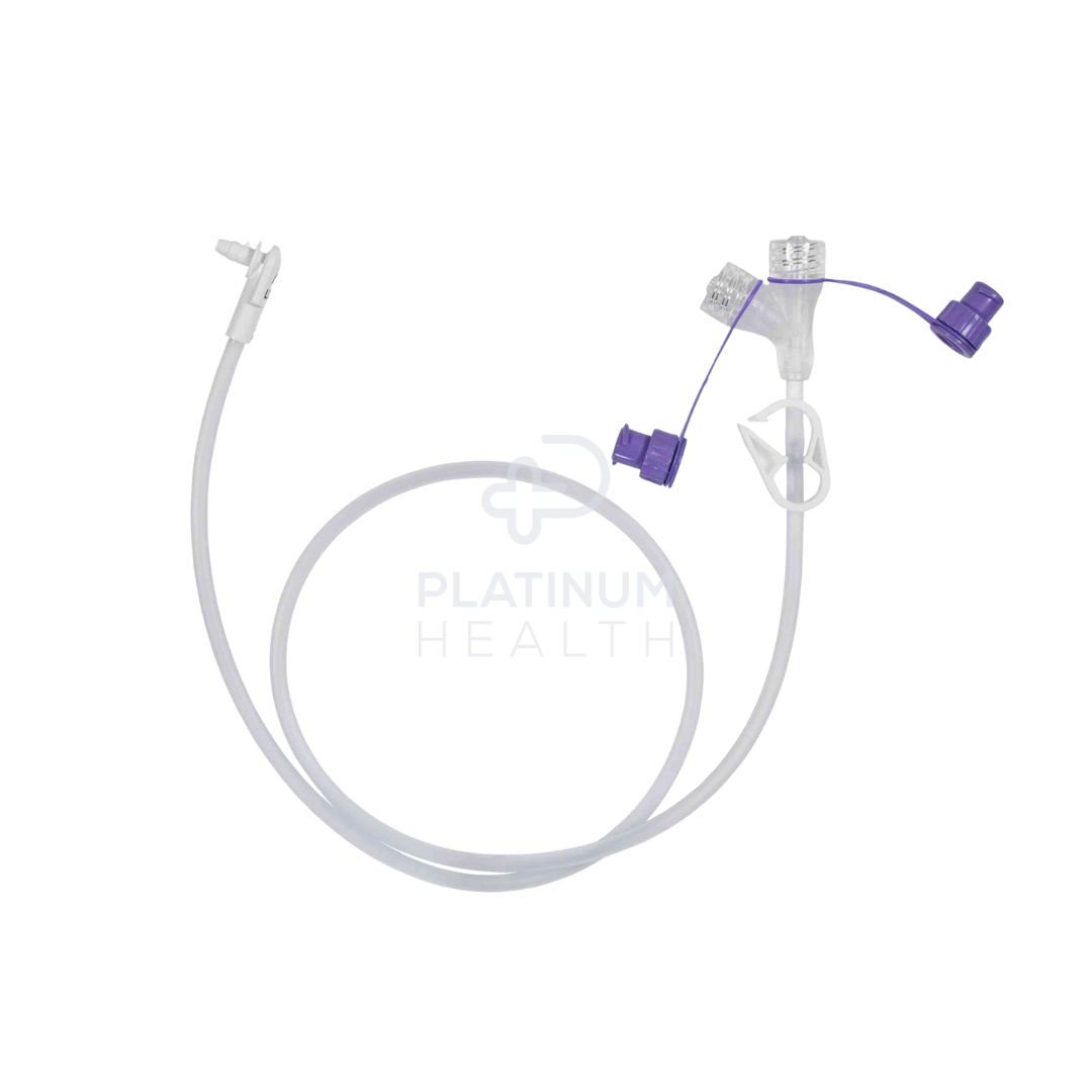 Mic-Key 60.9cm Low Profile Enfit Extension Set Right Angle Connector 2 Ports Y and Clamp