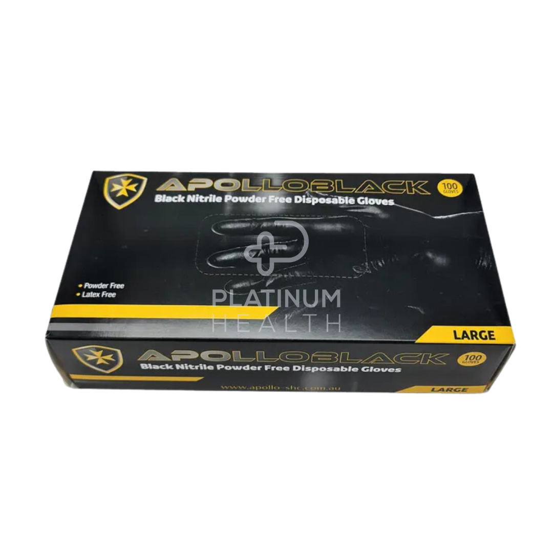 Apollo Heavy Duty 6G Black Nitrile Industrial Powder Free Disposable Gloves Examination