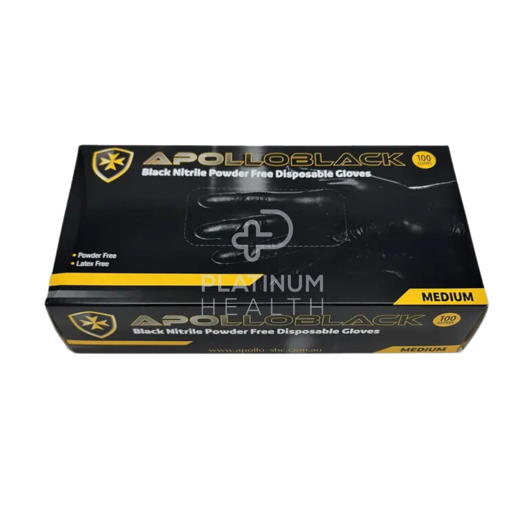 Apollo Heavy Duty 6G Black Nitrile Industrial Powder Free Disposable Gloves Examination