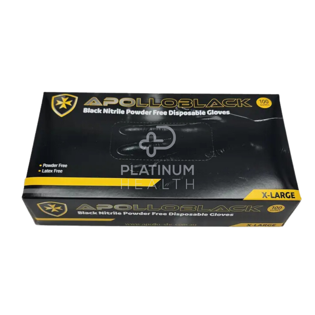 Apollo Heavy Duty 6G Black Nitrile Industrial Powder Free Disposable Gloves Examination