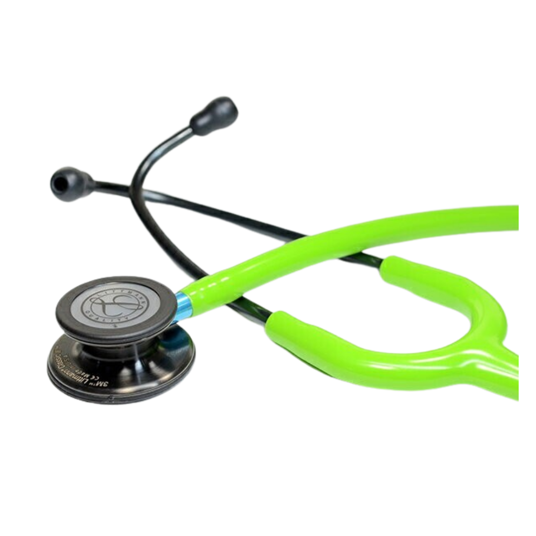 3M Littmann Classic III Stethoscope – Lime Green tubing with smoke-finish chestpiece and headset, ideal for medical professionals.