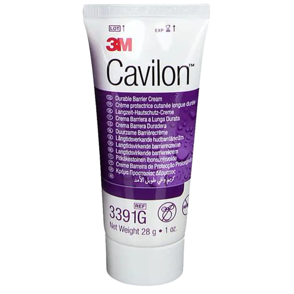 A 28g (1 oz) tube of 3M Cavilon Durable Barrier Cream, a concentrated moisturizing skin barrier for protection against bodily fluids.