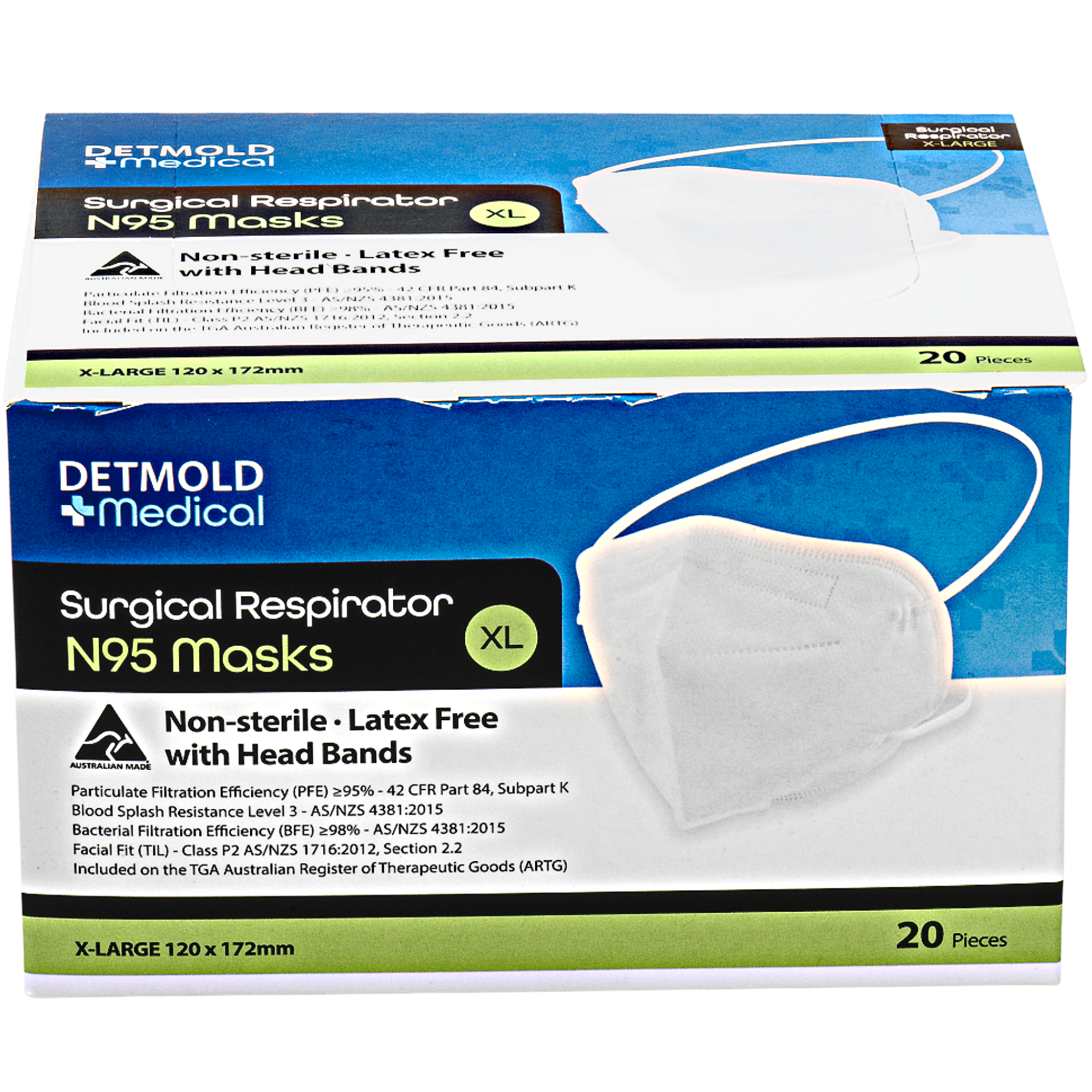 Detmold P2 Surgical Respirator Face Mask Head Bands