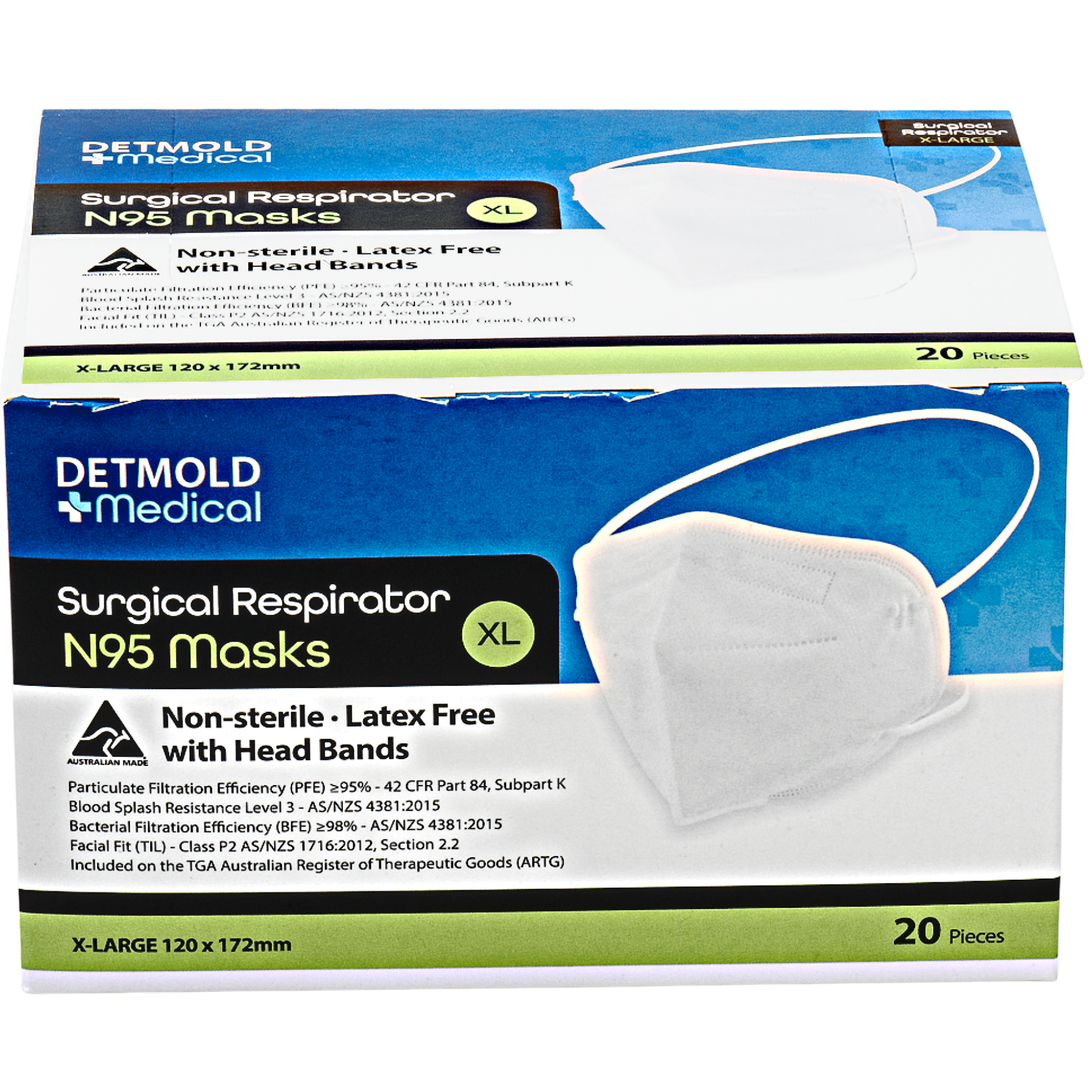 Detmold P2 Surgical Respirator Face Mask Head Bands