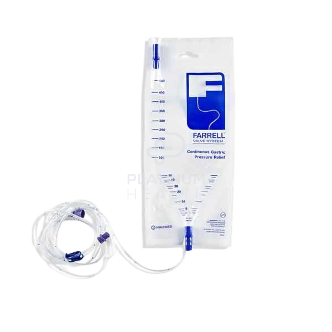 Farrell Valve System Continuous Gastric Pressure Relief With Enfit Connectors Feeding Tubes And