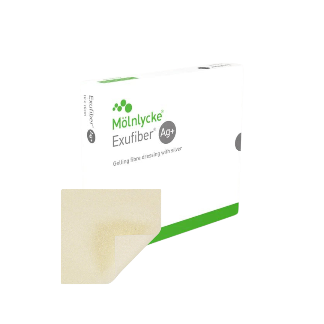 Molnlycke Exufiber Ag + Silver Gelling Fibre 5X5Cm Dressings