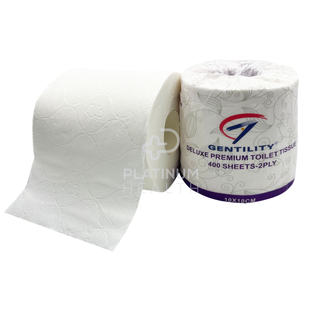 Gentility Toilet Roll Extra Thick 400 Sheets 2Ply Individual Wrap Premium Virgin Paper