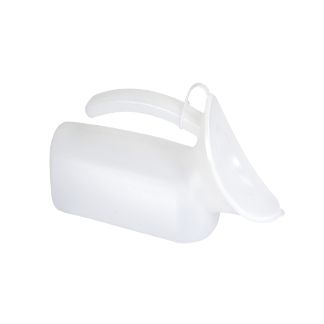 ADL Hygiene Female Urinal with secure lid for spill-free, hygienic toileting.