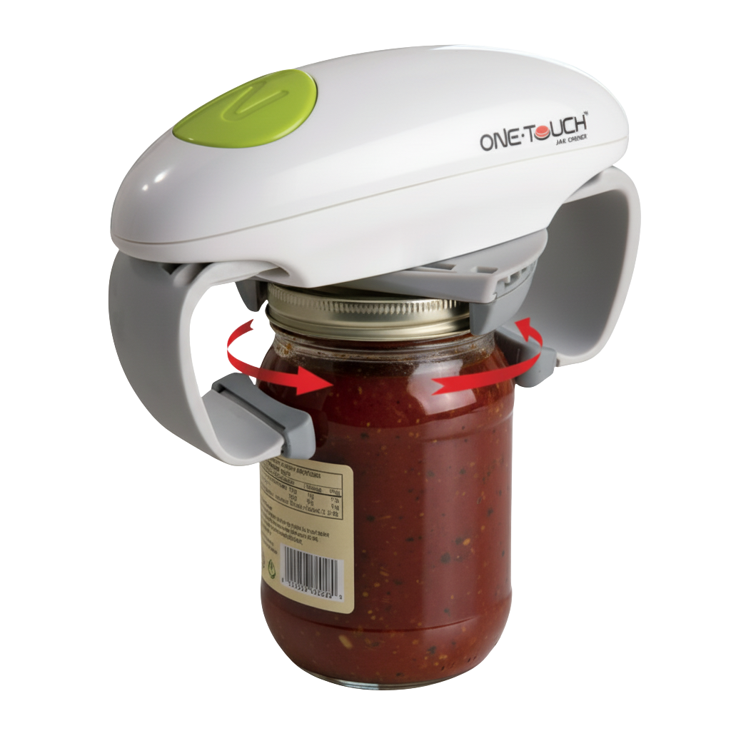 One-Touch jar opener on a jar with a white background