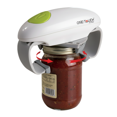 One-Touch jar opener on a jar with a white background