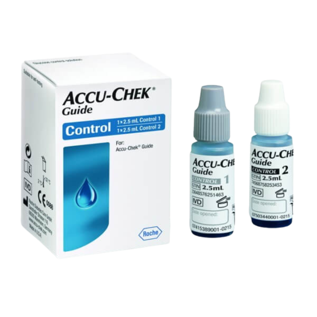 Accu-Chek Guide Control Solution bottle for verifying blood glucose meter accuracy