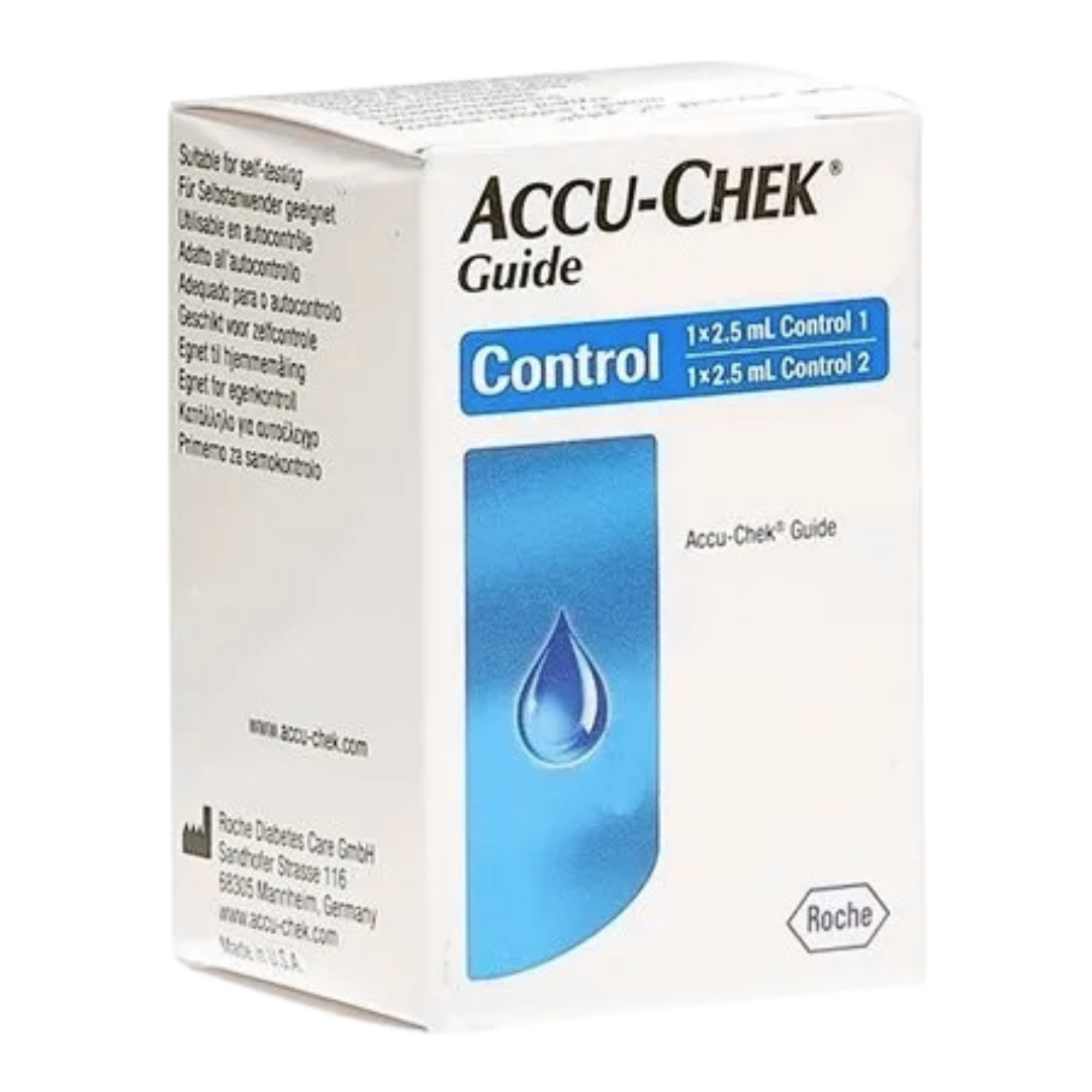 Accu-Chek Guide Control Solution bottle for verifying blood glucose meter accuracy