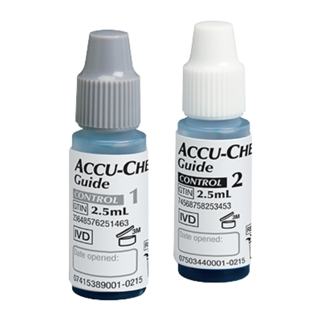 Accu-Chek Guide Control Solution bottle for verifying blood glucose meter accuracy