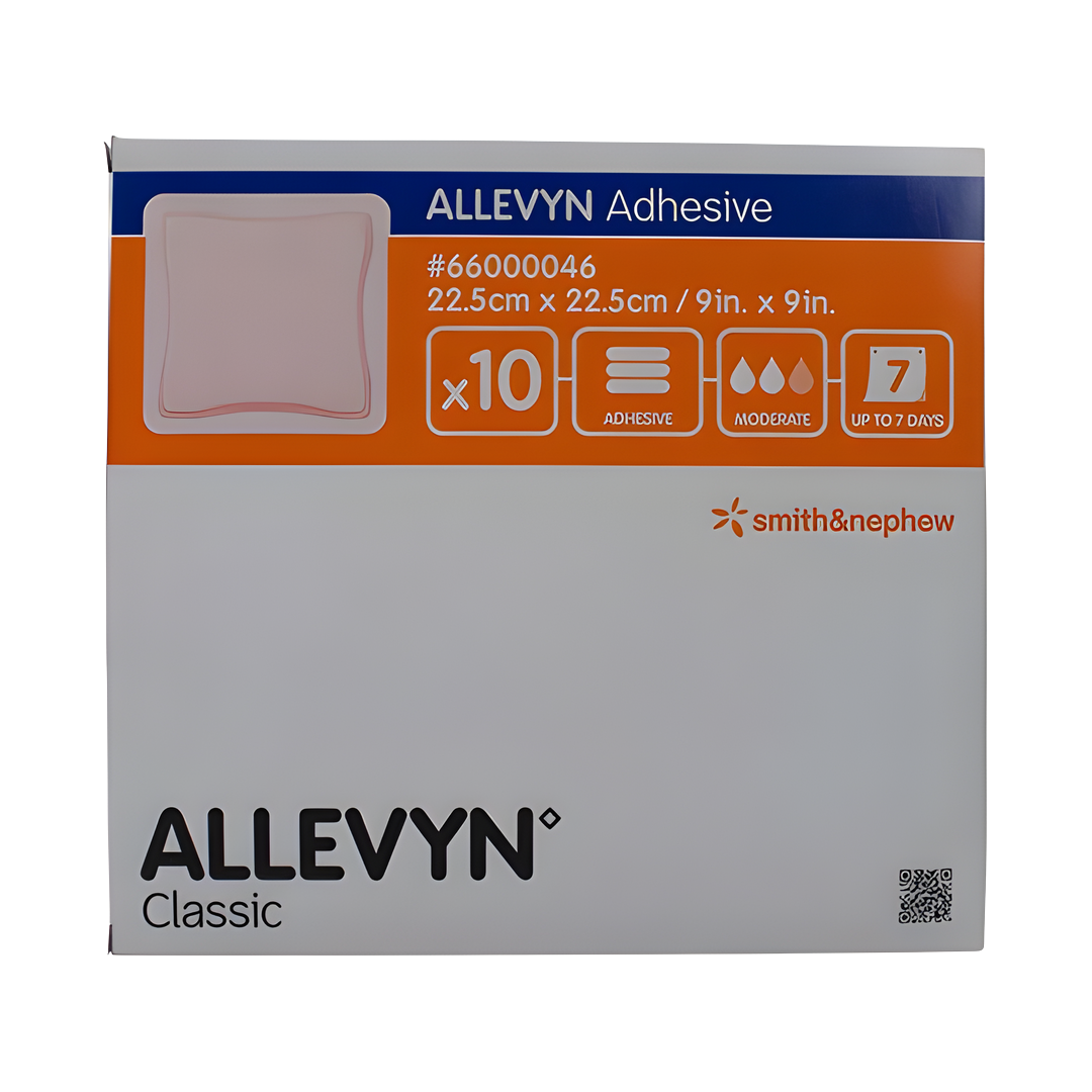 Allevyn Adhesive Wound Dressing provides soft cushioning, secure adhesion and effective absorbency for various wound sizes, supporting comfortable healing.