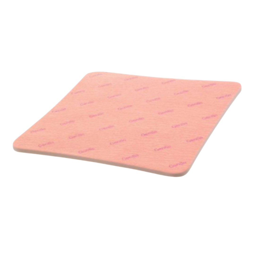 Allevyn Gentle Foam Dressing is a medical wound care product consisting of a soft, absorbent foam material designed to cover and protect wounds. The dressing has a smooth, white surface with an adhesive border around the edges to keep it securely in place. Its lightweight foam structure allows for breathability while promoting a moist wound healing environment.