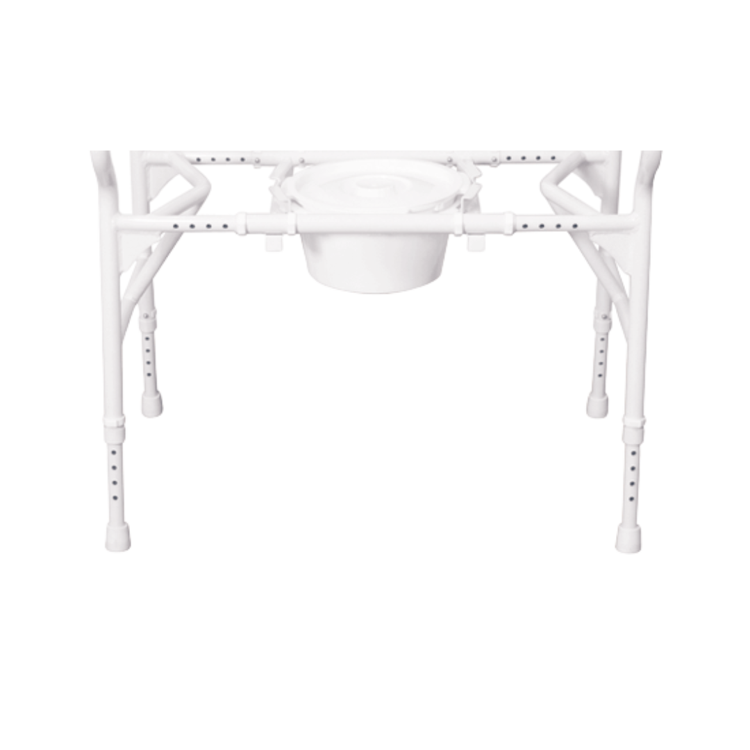 Aspire Maxi Over Toilet Aid with wide contoured seat, adjustable aluminium frame, and non-slip feet for bariatric support.