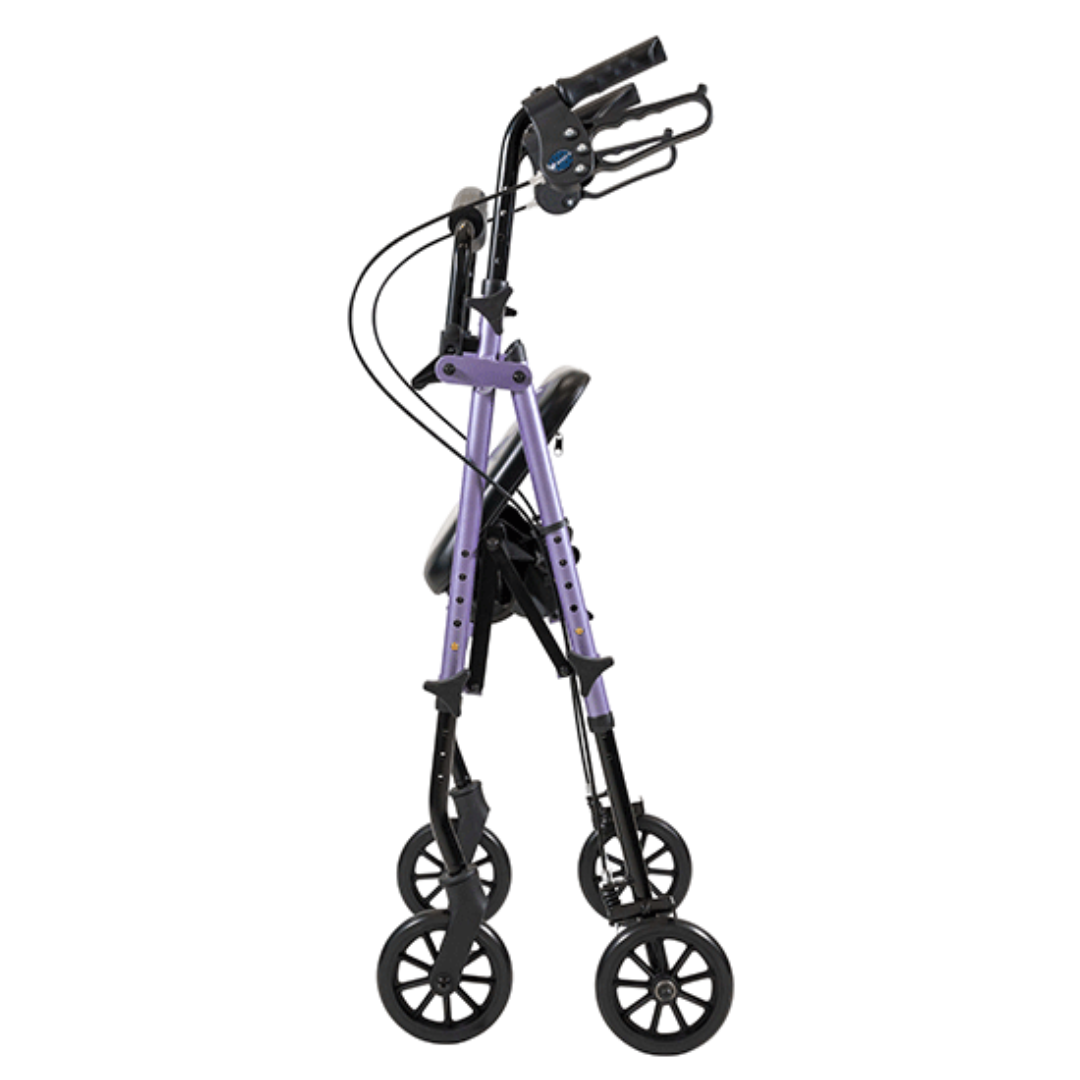 Aspire Flex Adjustable Seat Walker – rollator with height-adjustable padded seat, backrest, 6