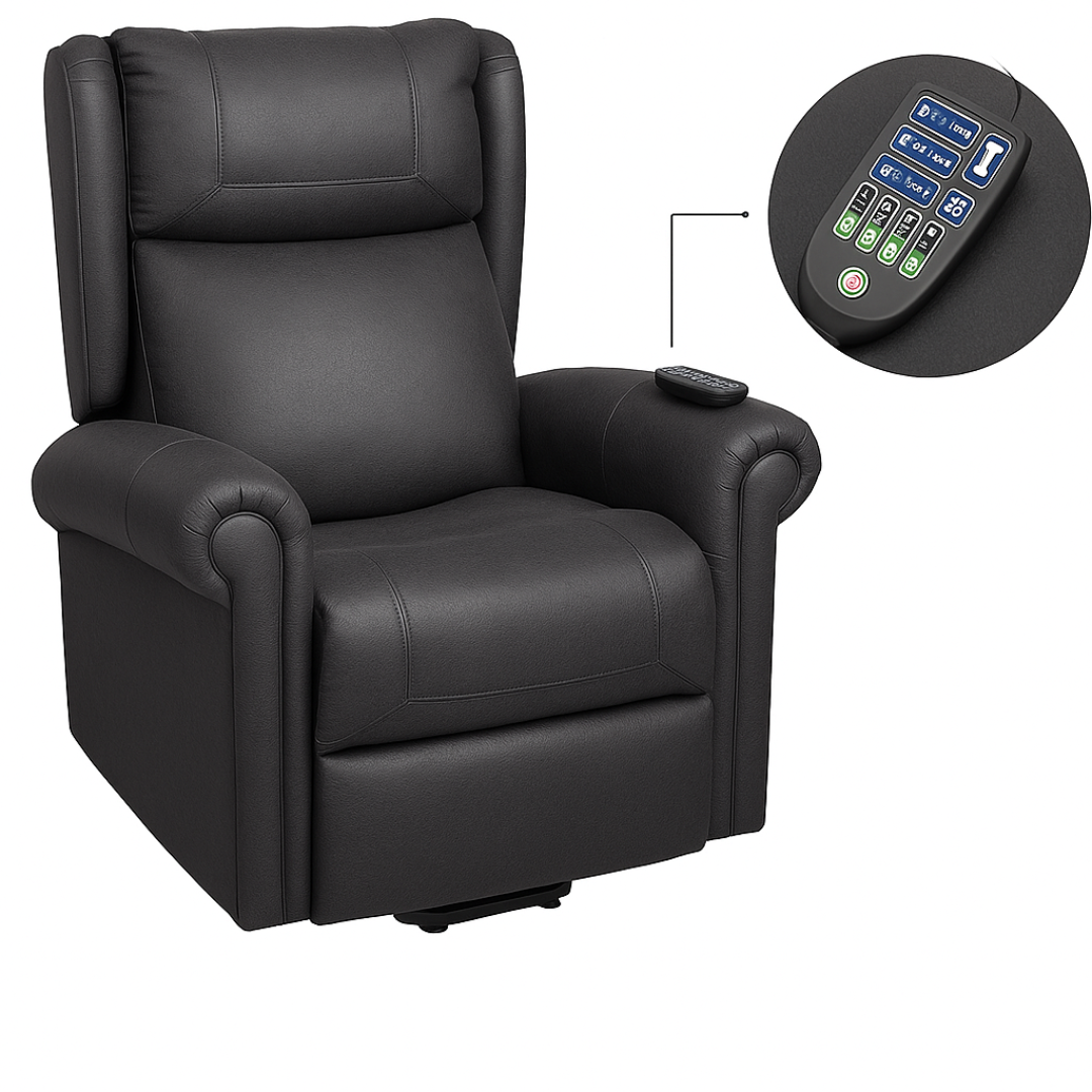 Aspire Gabriel Quattro Action Zero Gravity Lift Recline Chair with quad-motor controls in modern fabric, designed for comfort and mobility support.