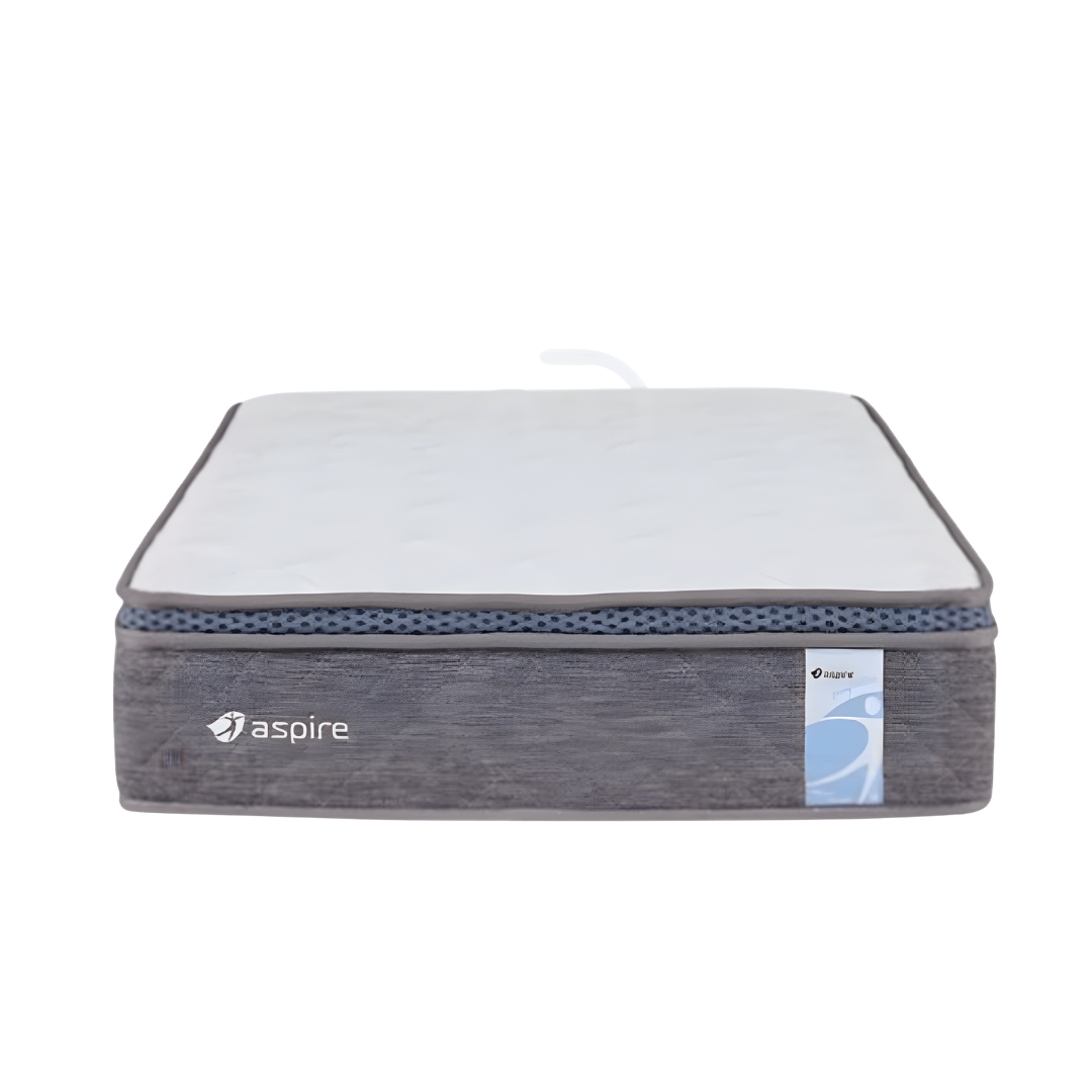 Aspire ComfiMotion Pocket Spring Mattress with Portabello grey sides, available in king single and long single, designed for comfort and support.