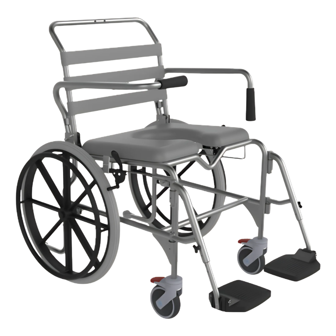 Aspire Swing Away Footrest Shower Commode – 460mm, 530mm & 600mm Options | Self-Propelled & Attendant Propelled | Ultra-Low Seat