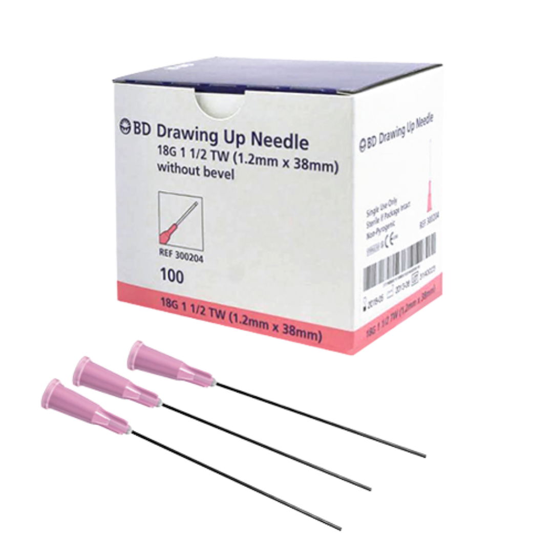 BD Drawing Up Needle 18G 38mm Blunt Tip – Sterile Single-Use Medical Needle
