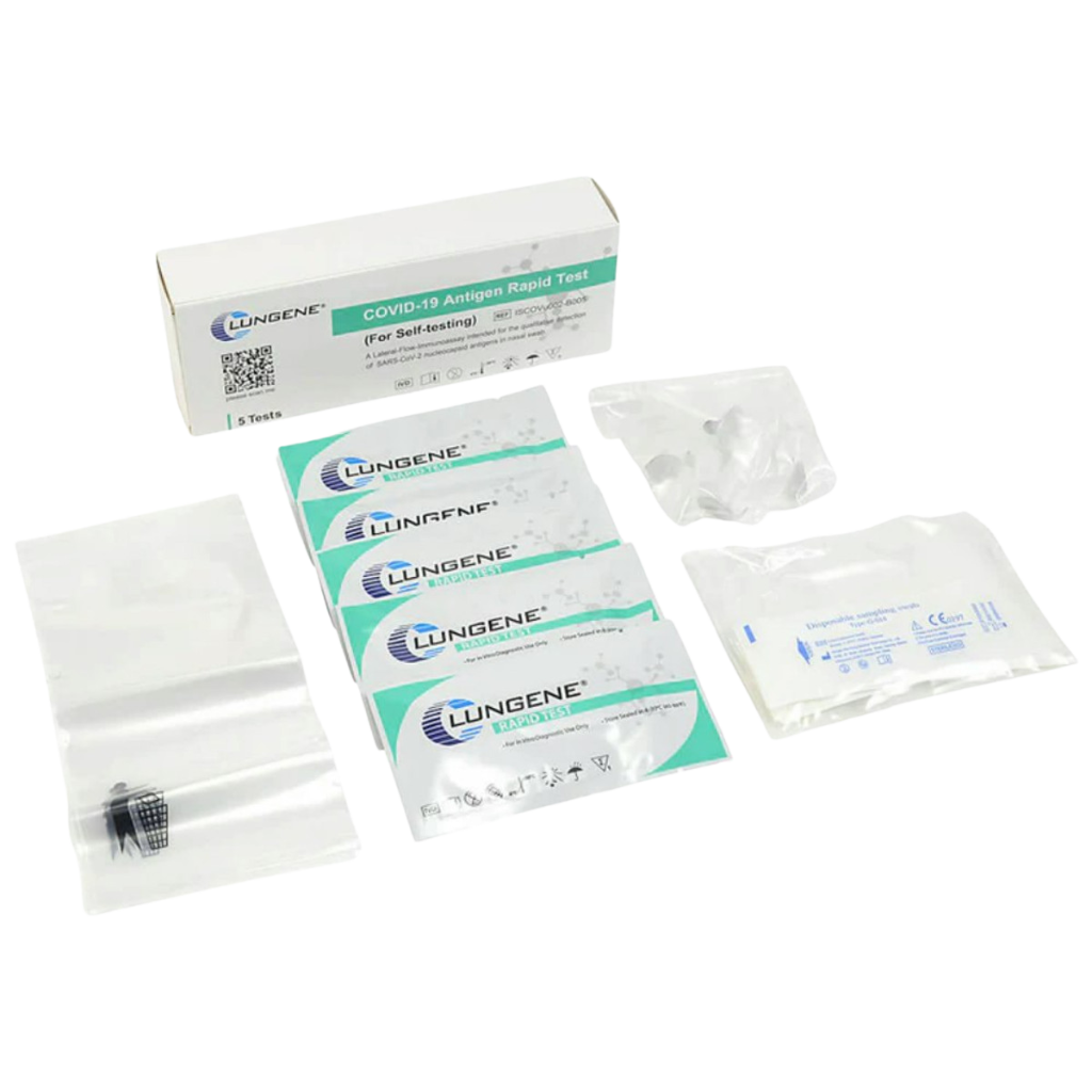 Clungene Novel COVID-19 Rapid Antigen Test Kit Self Testing Nasal Swab Kit - 5 Tests Per Box Kit