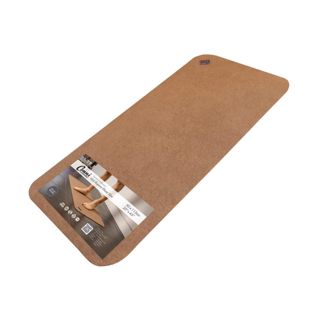 Conni Floor Mat Mid Runner Pebble – Absorbent, waterproof, anti-slip mat for narrow spaces like hallways and bathrooms.