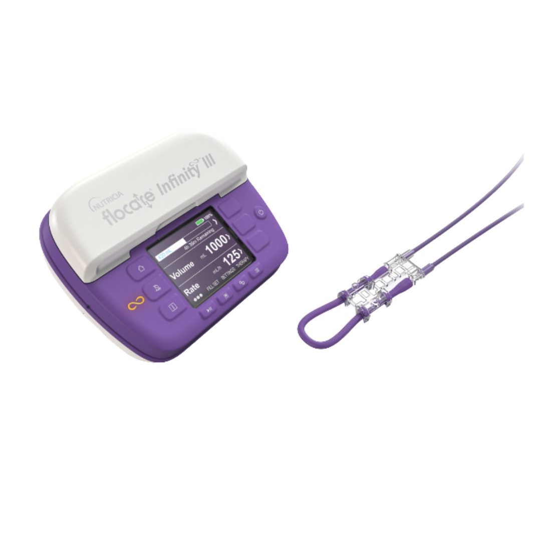 Flocare Infinity III Feeding Pump – Portable enteral feeding pump with personalised therapy modes, colour display, and advanced safety features.
