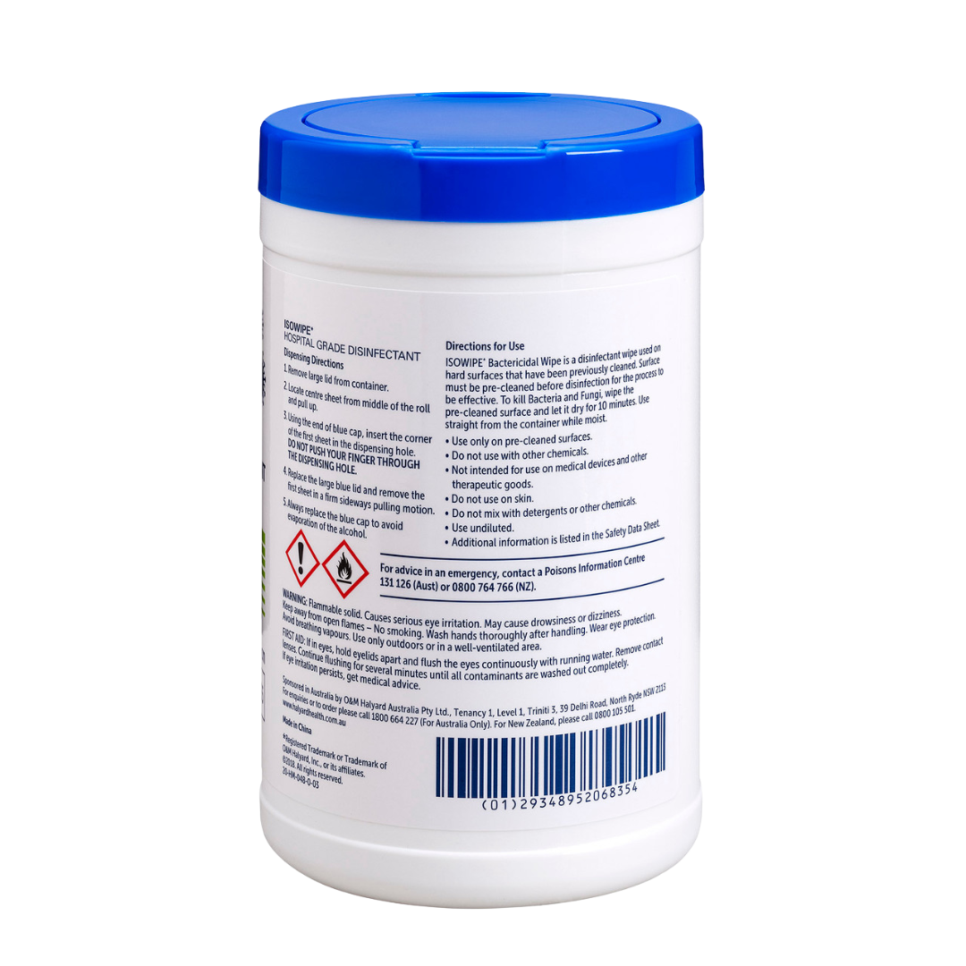 Halyard Isowipe Wipes Canister – 75 alcohol-based disinfectant wipes for medical-grade surface cleaning