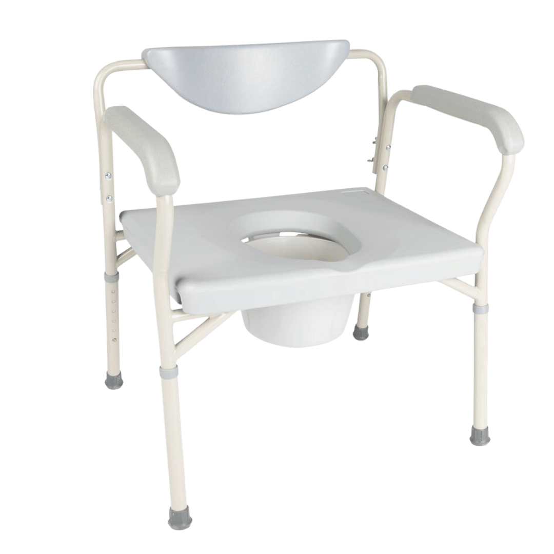 Hero Medical Heavy Duty Commode with padded back provides durable, comfortable toileting support for aged care and home.