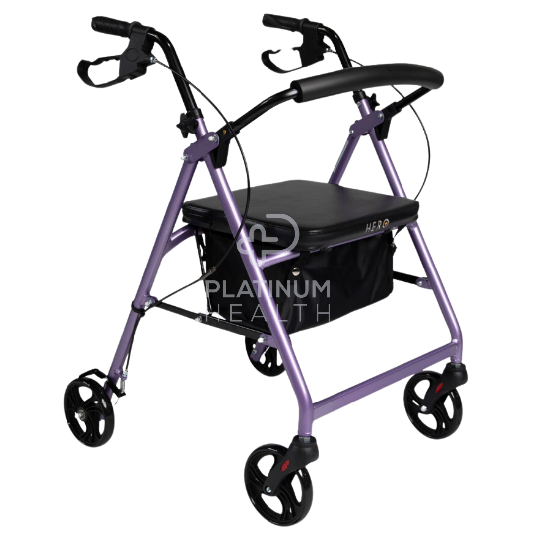 HeroMedical4-WheeledMobilityWalker-WalkingFramewithRollatorPurple