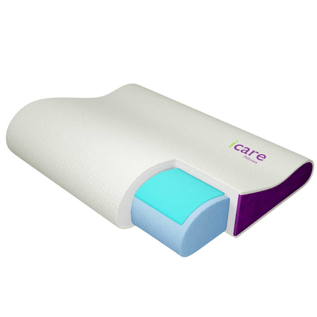 Icare Contour Pillow – Ergonomic memory foam pillow with dual height support for neck and spinal alignment