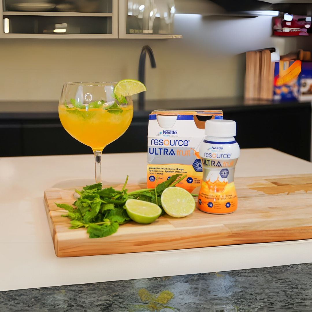 Nestlé Resource Ultra Clear Orange 200ml high-protein nutrition drink for aged care and dysphagia support – ready to drink.