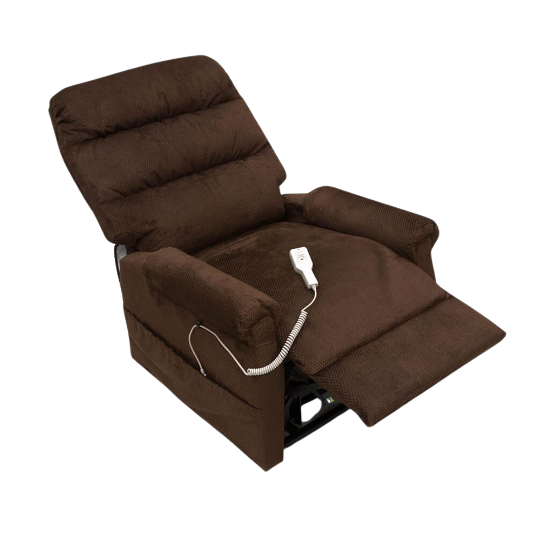 Pride C101 Powerlift Recliner Chair with single motor, soft padded upholstery, and lift function, designed for mobility support and comfort in home and aged care settings.