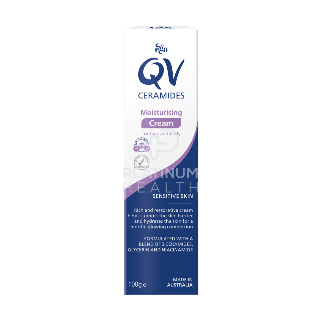 QV Ceramides Cream 100g - Hydrating skincare with ceramides for dry, sensitive skin. Dermatologist recommended, non-greasy, and fast-absorbing
