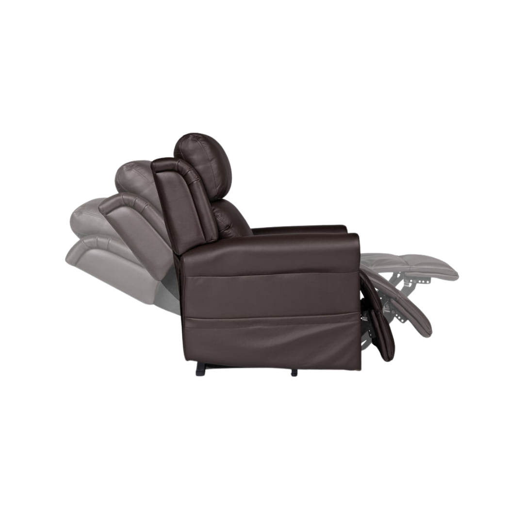 Royale Medical Chadwick Mini Lift Chair in espresso genuine leather – compact electric recliner for smaller users
