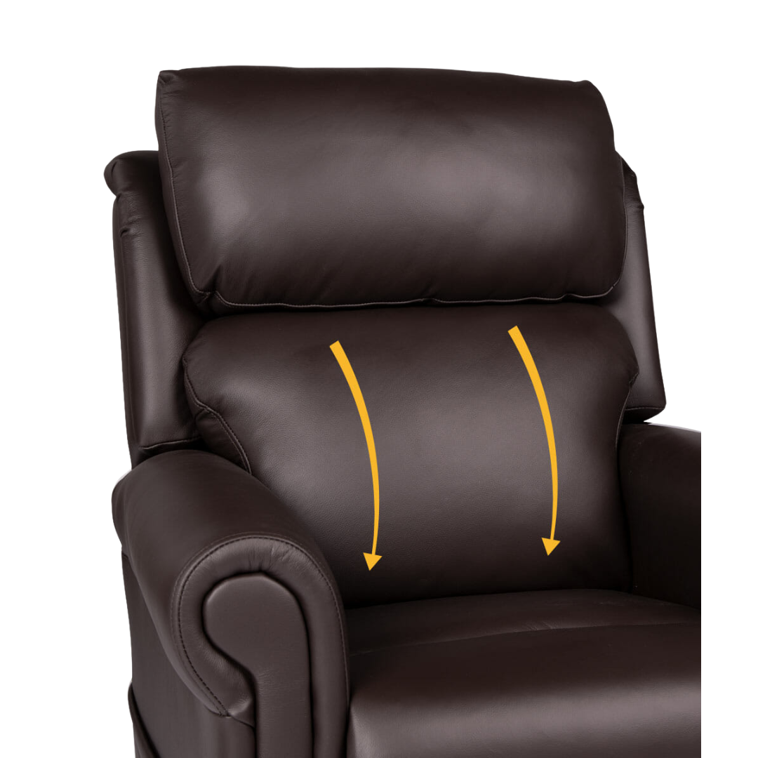 Royale Medical Chadwick Mini Lift Chair in espresso genuine leather – compact electric recliner for smaller users