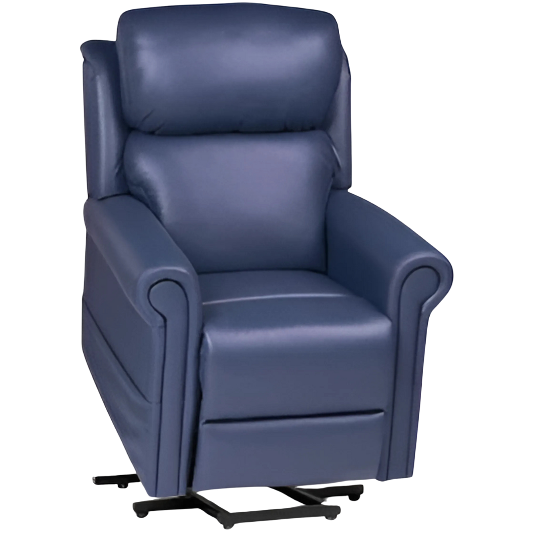 Royale Medical Chadwick Oxford Plush Leather Lift Chair with quad motor and head/lumbar power in plush leather upholstery.