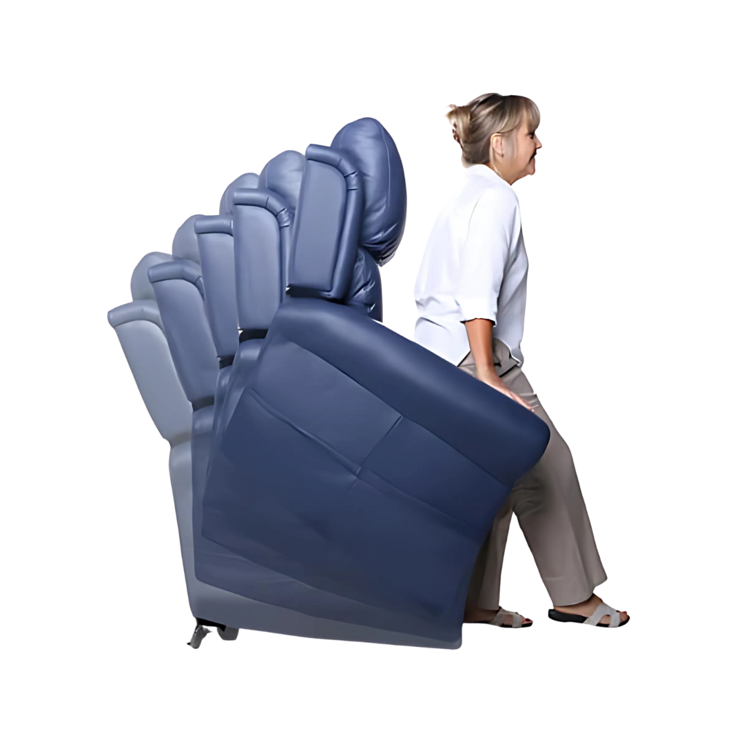 Royale Medical Chadwick Oxford Plush Leather Lift Chair with quad motor and head/lumbar power in plush leather upholstery.