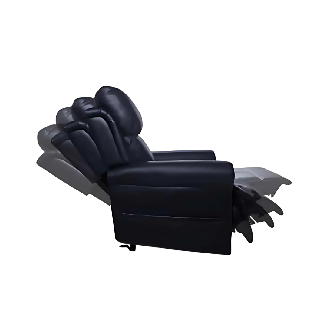 Royale Medical Chadwick Oxford Plush Leather Lift Chair with quad motor and head/lumbar power in plush leather upholstery.