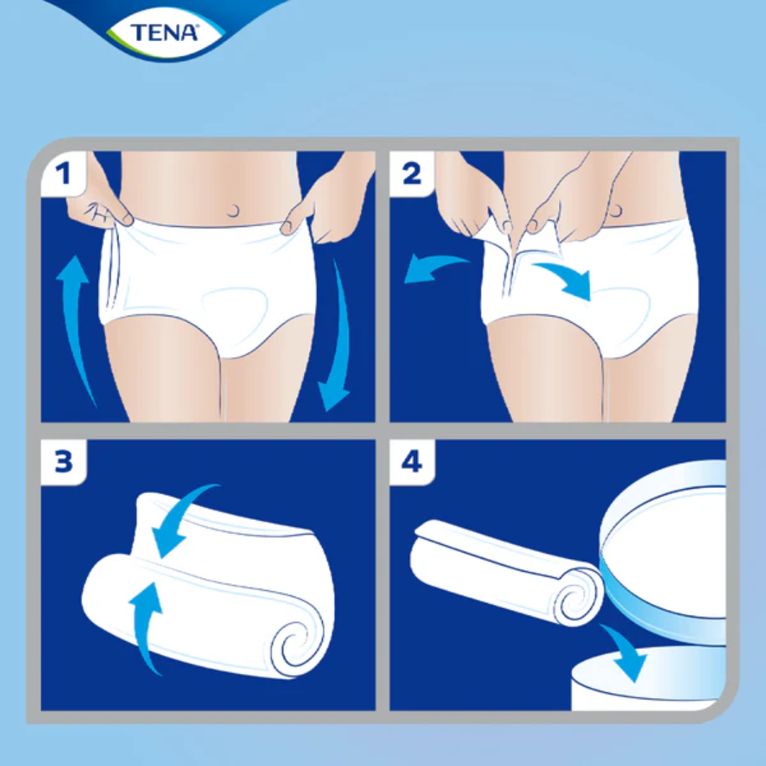 TENA Pants ProSkin Maxi Medium disposable incontinence underwear for 80–110cm waist, featuring breathable fabric and high absorbency for day or night protection.