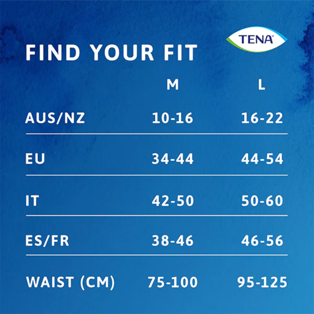 TENA Discreet Low Waist Medium Pants – low-rise, absorbent incontinence underwear with a feminine fit and soft, breathable fabric.