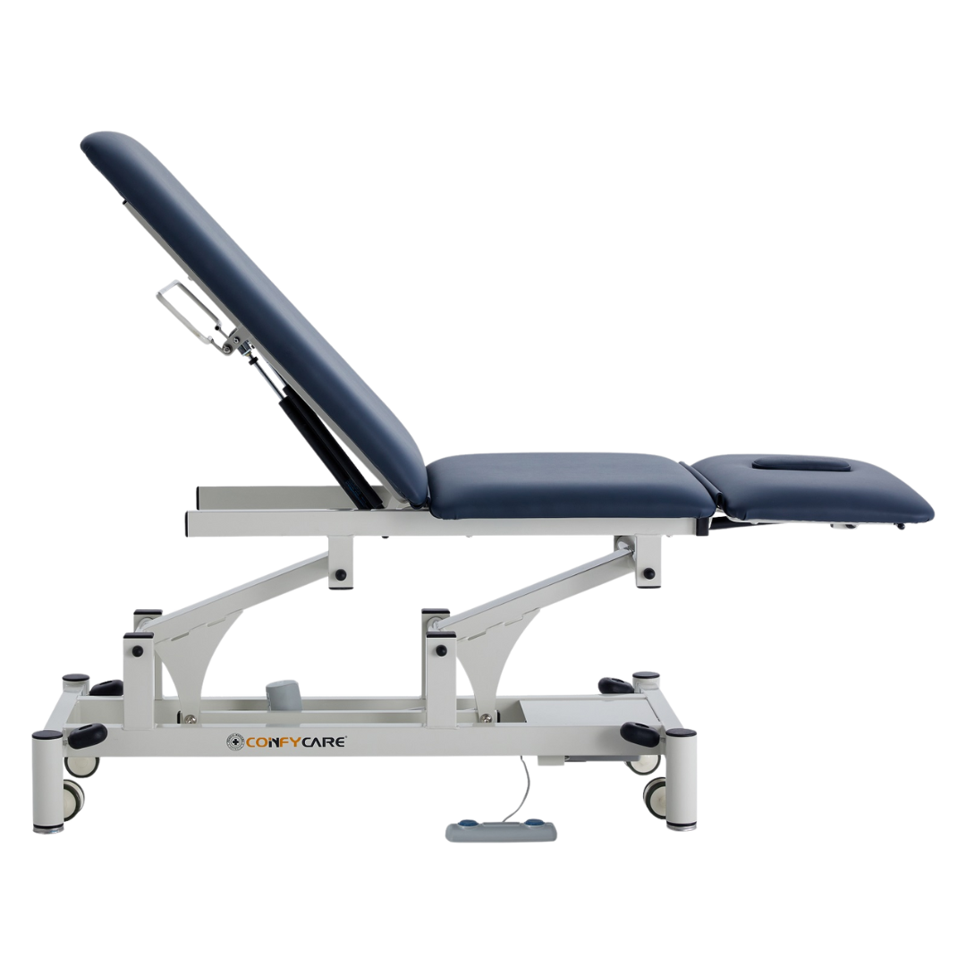 Three Section Physio Treatment Couch with electric height adjustment and ergonomic padding, ideal for clinical and physiotherapy use.