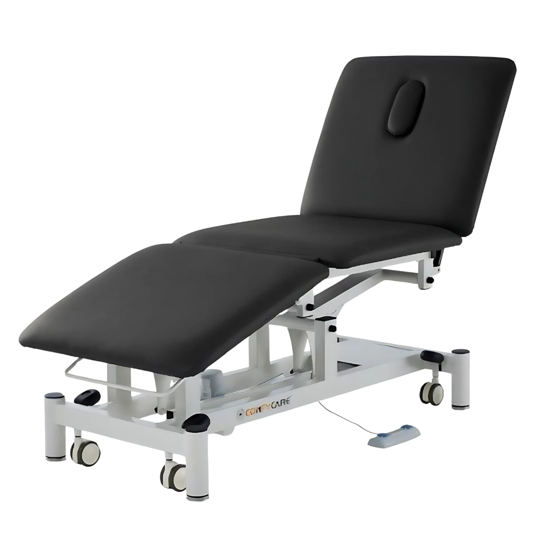 Three Section Physio Treatment Couch with electric height adjustment and ergonomic padding, ideal for clinical and physiotherapy use.