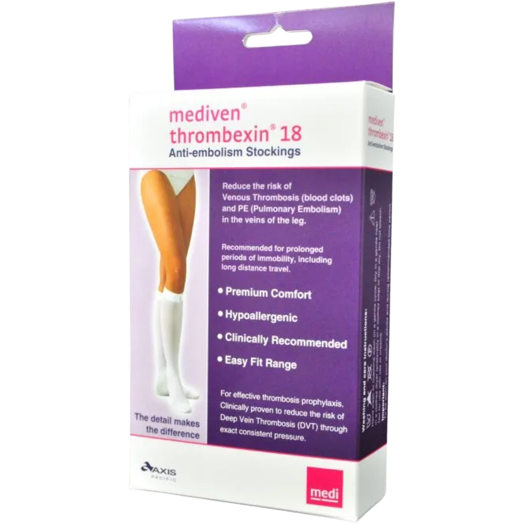 Thrombexin A-E Stocking 18 Knee Length provides compression support to improve circulation and prevent DVT.