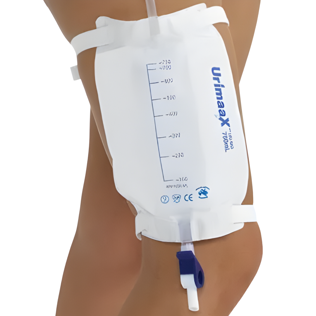 Urimaax Sterile Leg Drainage Bag 750ml, 30cm for discreet and hygienic urinary care.