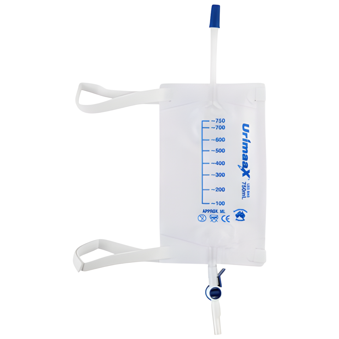 Urimaax Sterile Leg Drainage Bag 750ml, 30cm for discreet and hygienic urinary care.