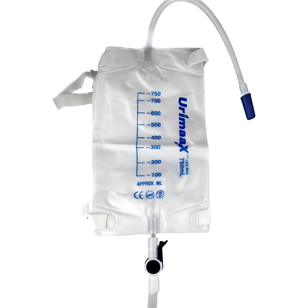 Urimaax Sterile Leg Drainage Bag 750ml, 30cm for discreet and hygienic urinary care.