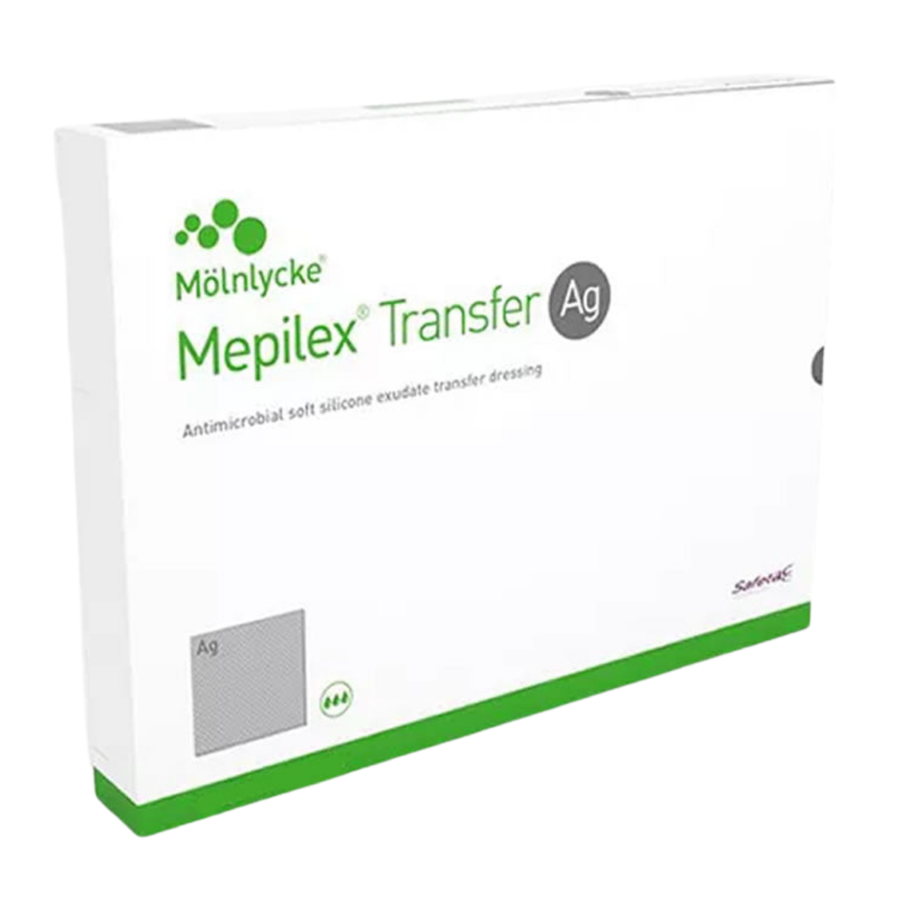 Molnlycke Mepilex Transfer Ag Silver Foam Dressing 15x20cm