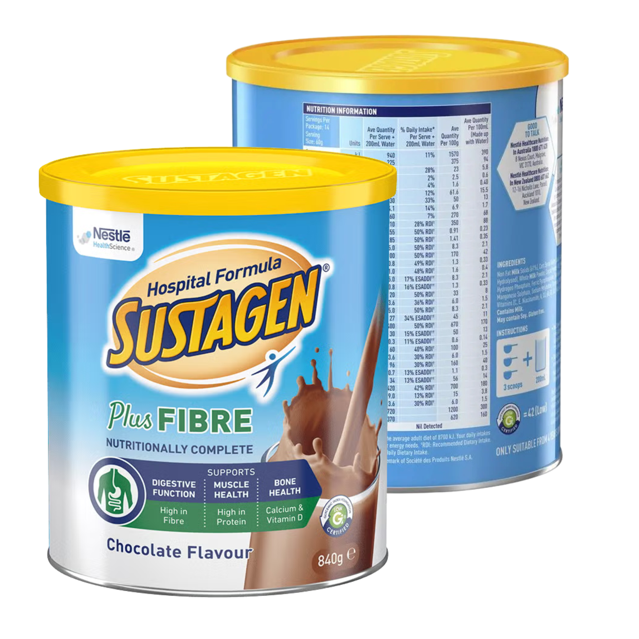 Nestle Sustagen Hospital Formula Plus Fibre Chocolate 840g